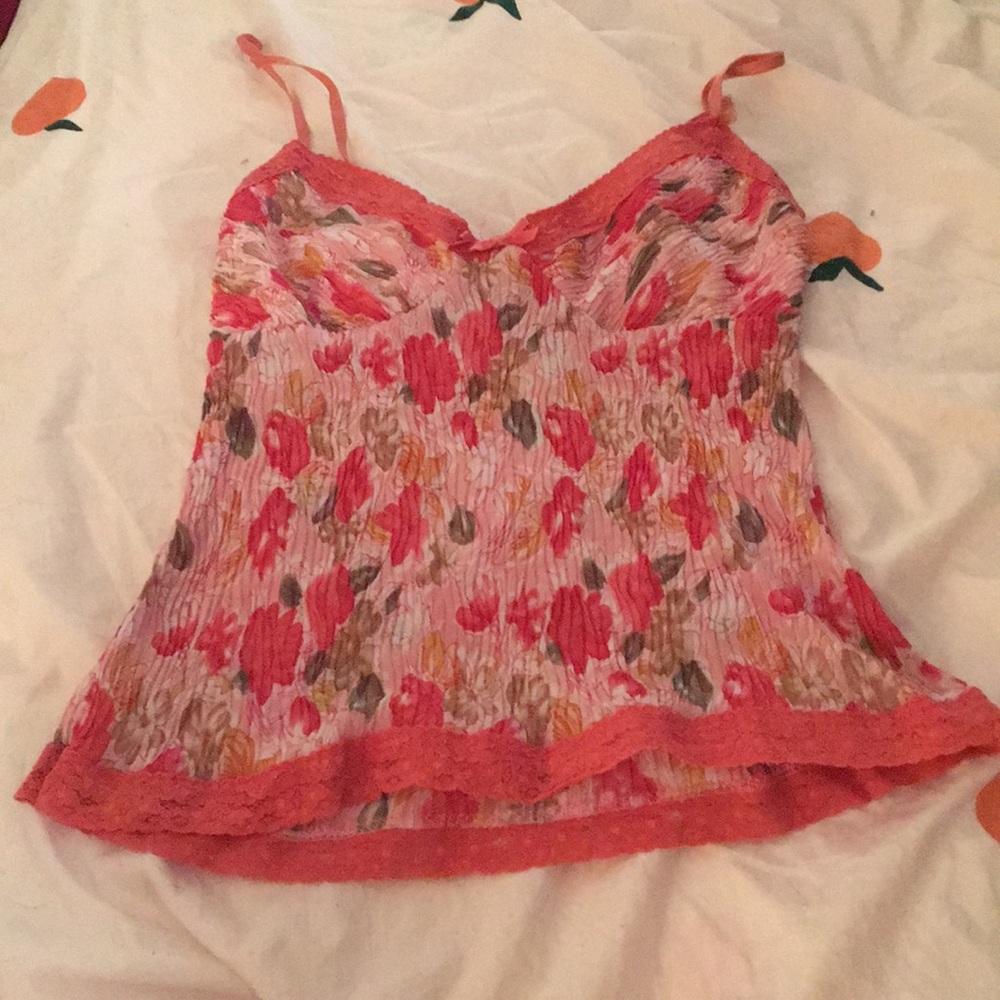 Red floral tank top